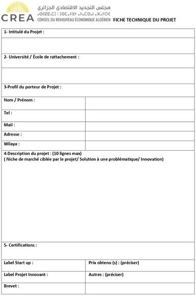 FICHE TECHNIQUE PORTEUR DE PROJET