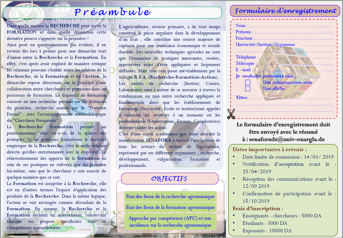 Le 1er Séminaire Nationale Sur la Recherche Formation Agronomique en Algérie 02