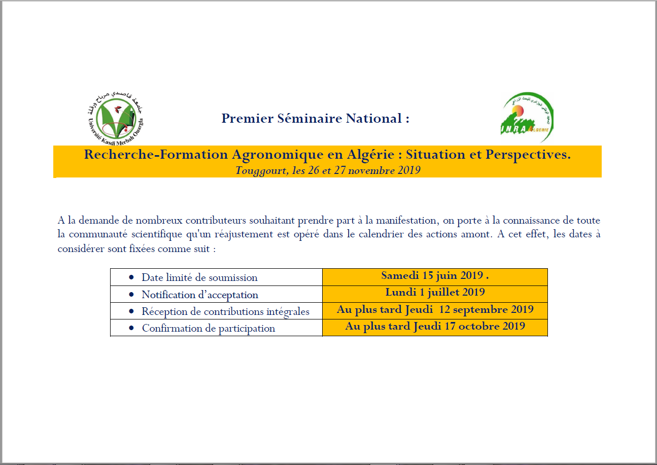 Réajustement dates SENAFORA